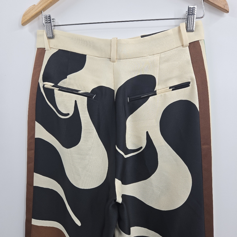 Zara Pants Wide Leg Print Cream Black Swirl XS - Picture 9 of 16